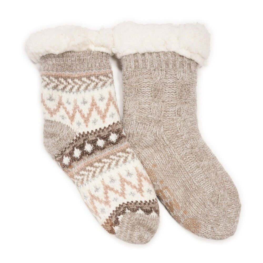 Muk Luks Women's Cabin Cozy Sock - S/M (5-7) (2 Pairs)